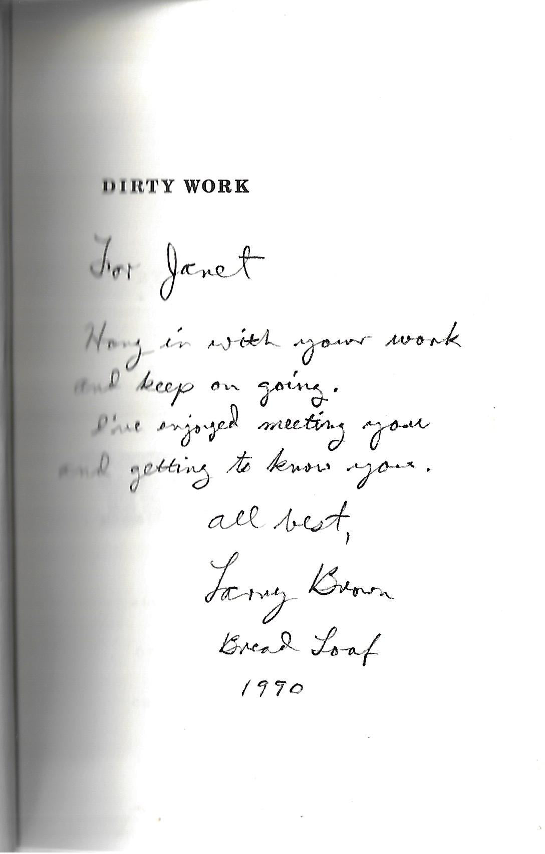 Larry Brown / Dirty Work Signed 1st Edition