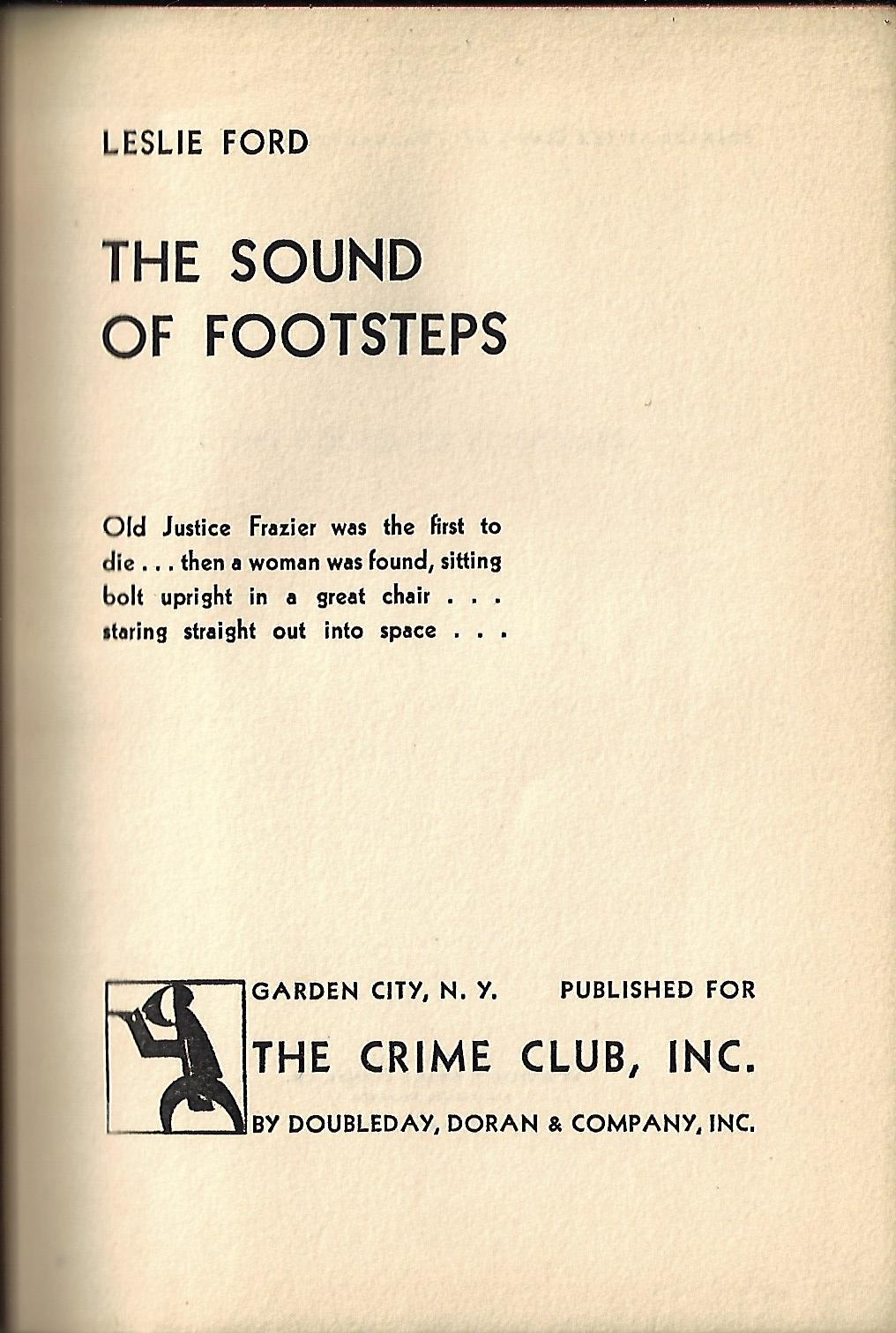 Leslie Ford / The Sound of Footsteps 1st Edition