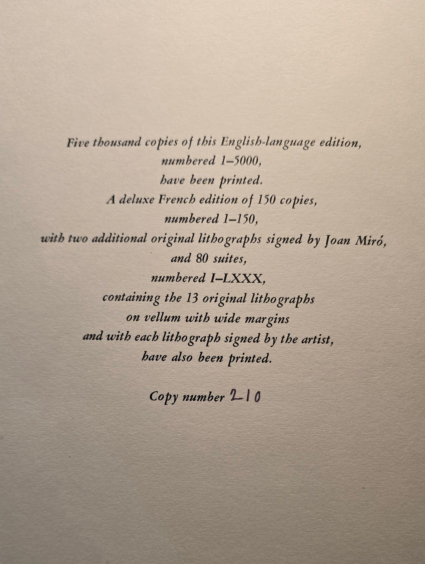 Joan Miro, Michel Leiris / Joan Miró Lithographs Volume I 1st Edition