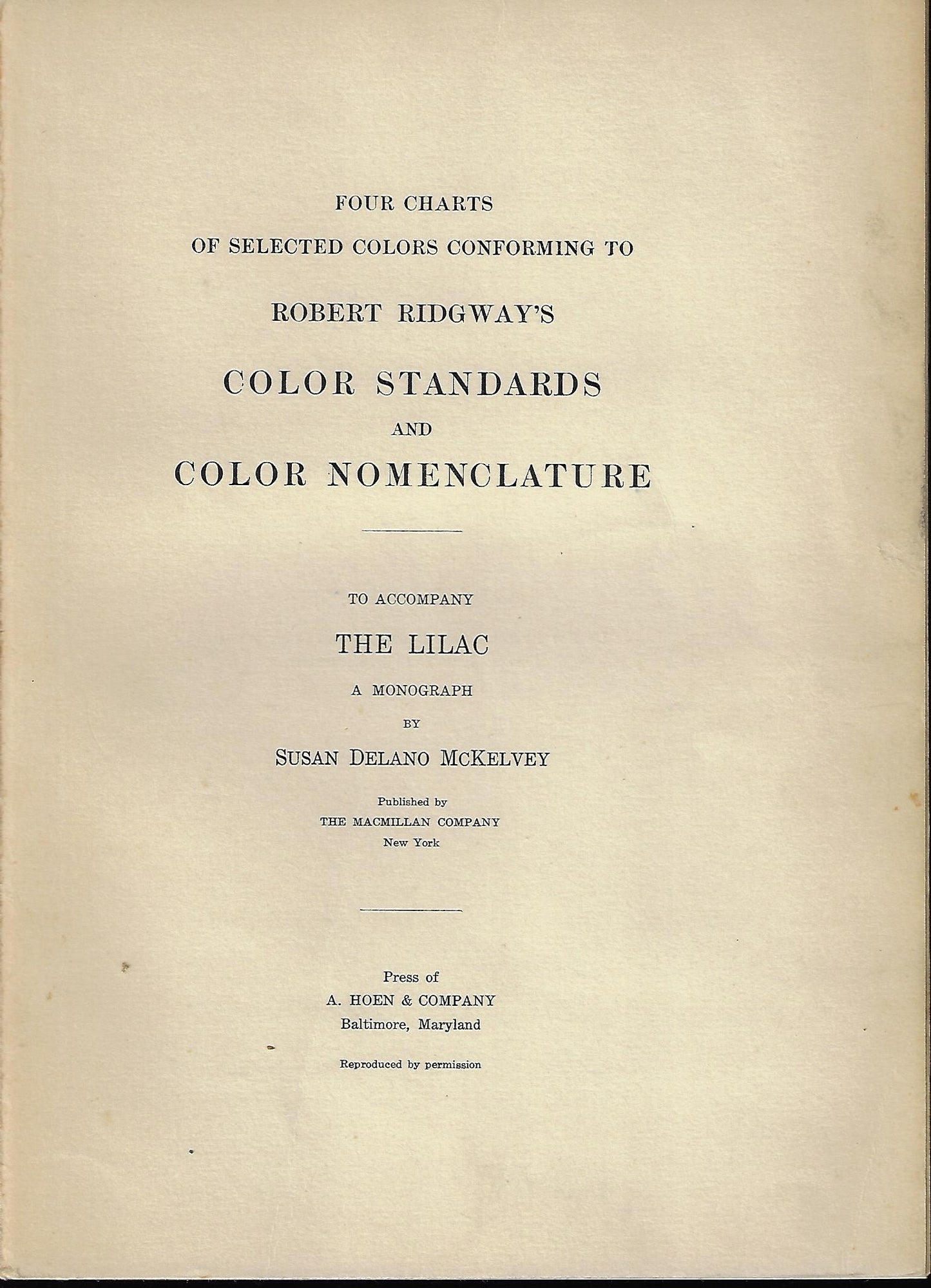 Susan Delano McKelvey / The Lilac a Monograph 1st Edition