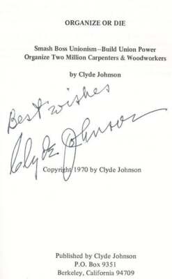 Clyde Johnson / Organize or Die Signed 1st Edition