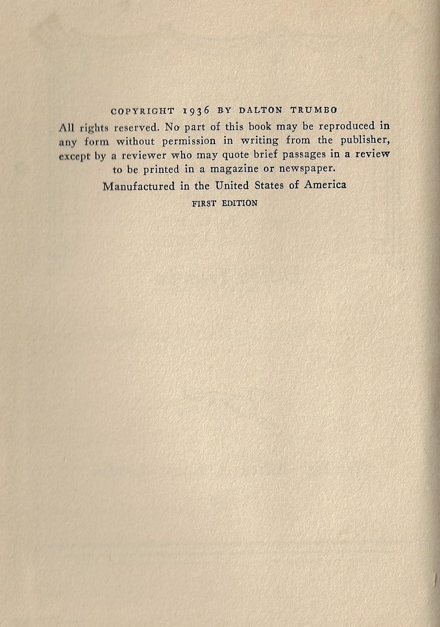 Dalton Trumbo / Washington Jitters 1st Edition
