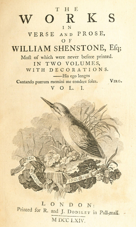 Works in Verse and Prose of William Shenstone Vol I IIIIII