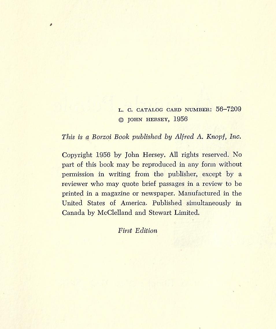 John Hersey / A Single Pebble 1st Edition